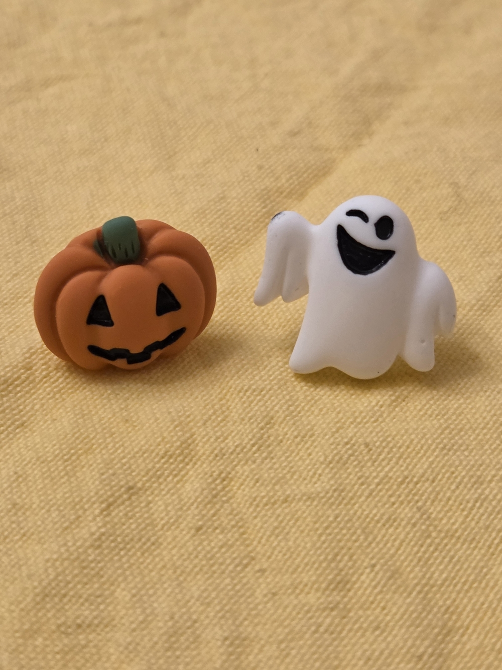 Halloween Pumpkin and Ghost Stud Earrings- Orange & White